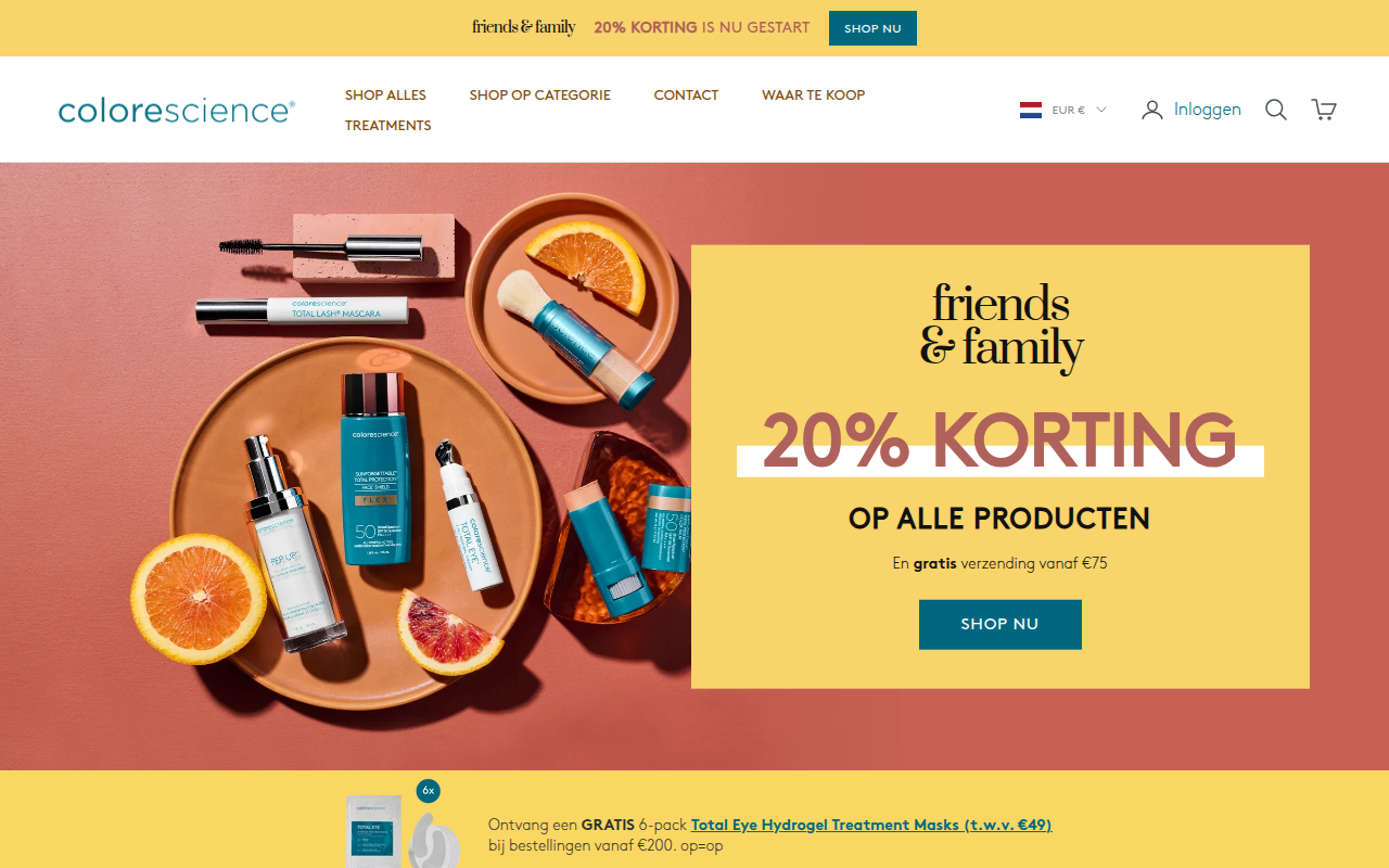 Screenshot van colorescience.nl