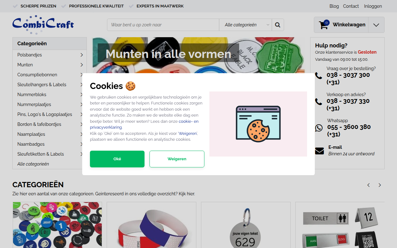 Screenshot van combicraft.nl