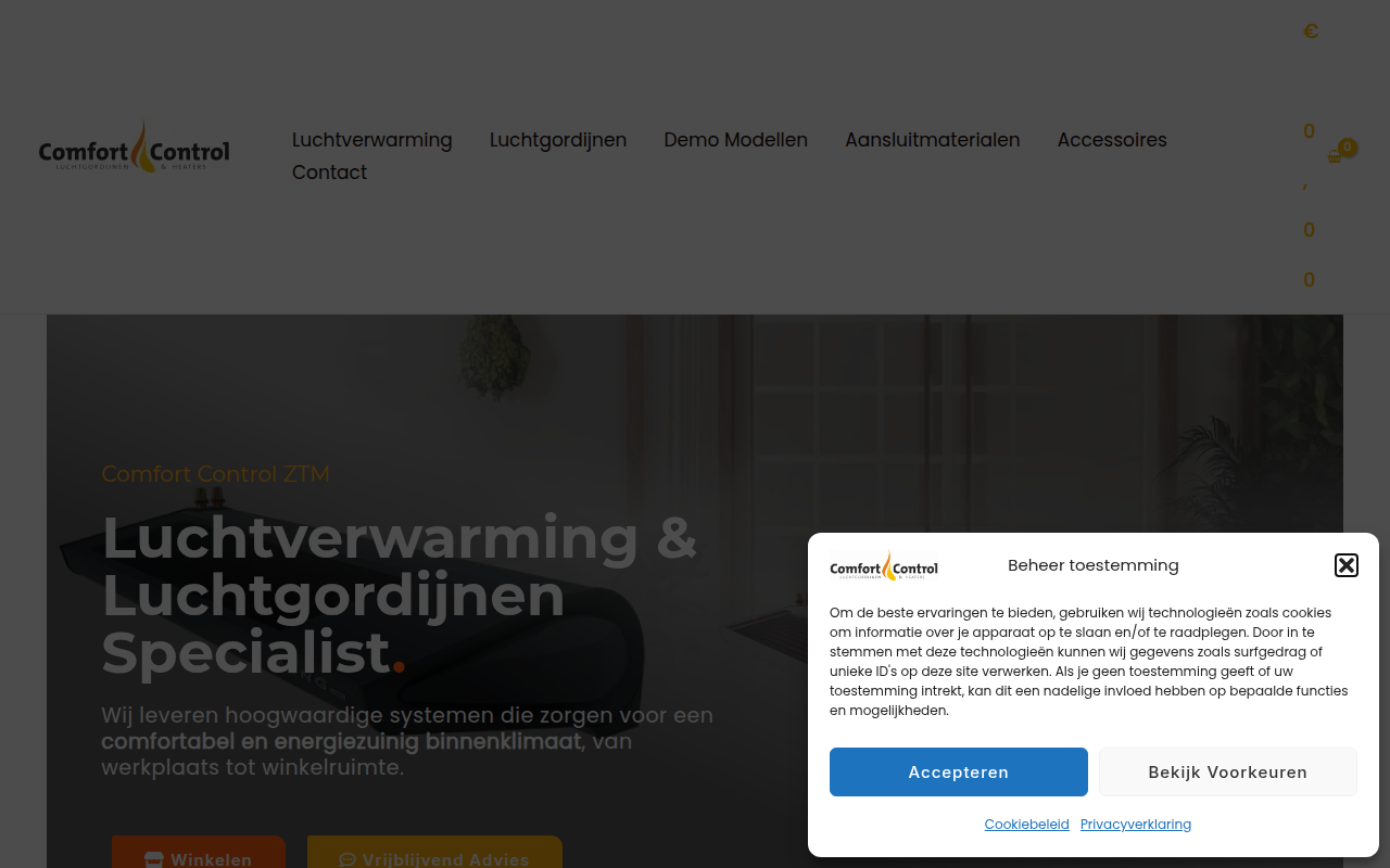 Screenshot van comfortcontrol.nl