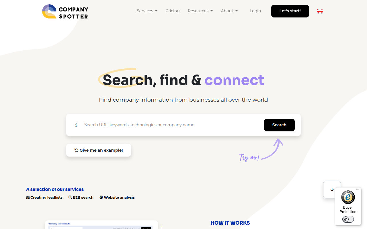 Screenshot van companyspotter.com