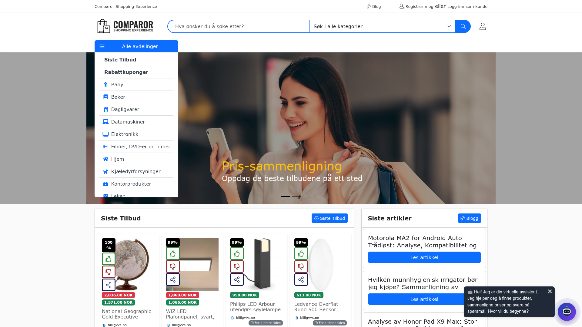 Screenshot van comparor.com