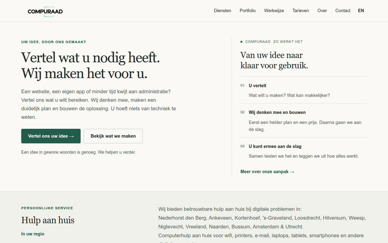 Screenshot van compuraad.nl