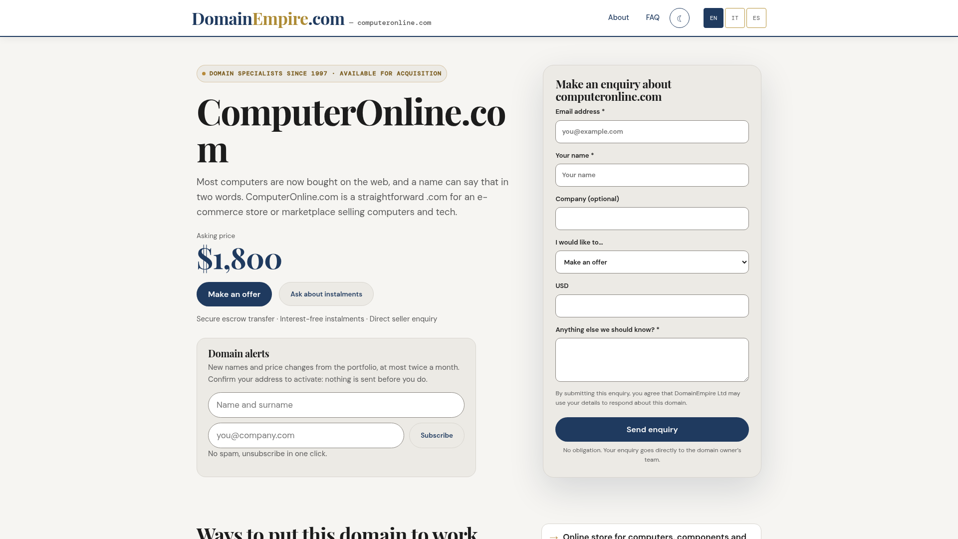 Screenshot van computeronline.com