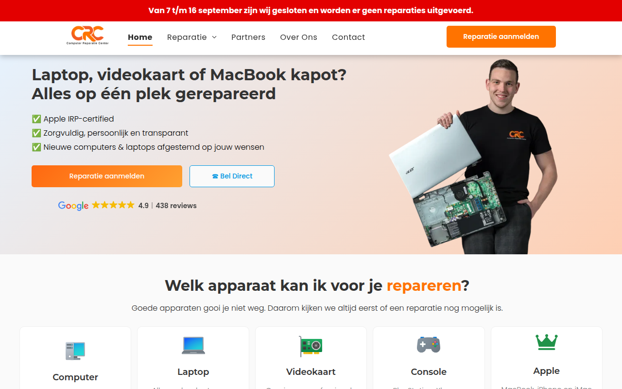 Screenshot van computerreparatiecenter.nl