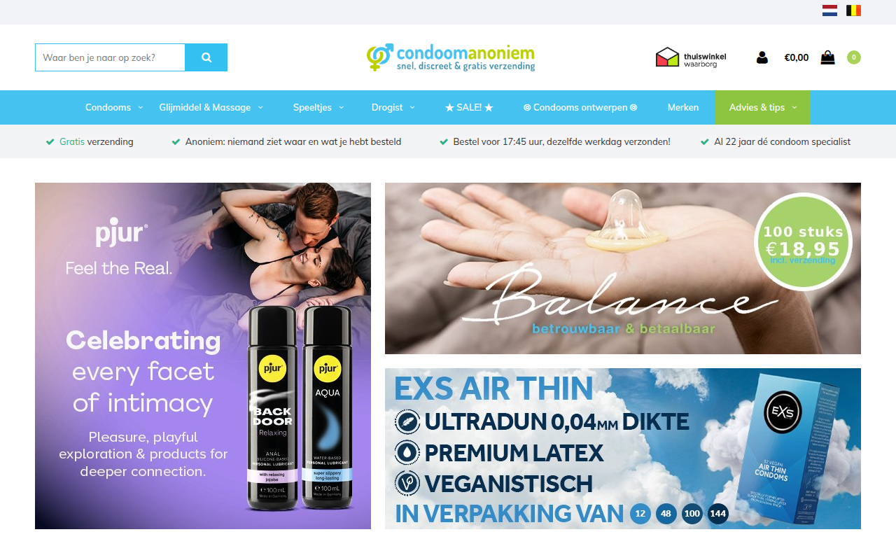 Screenshot van condoom-anoniem.nl