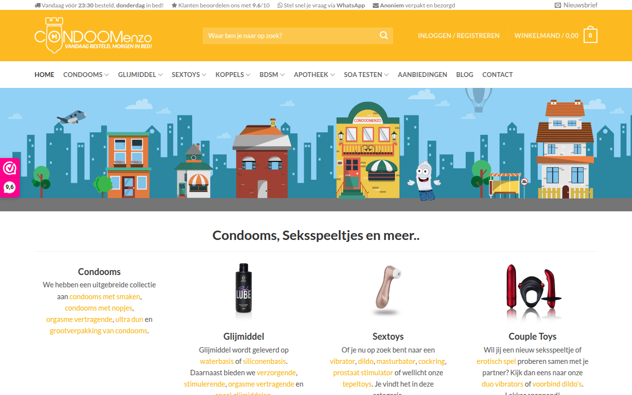 Screenshot van condoomenzo.nl