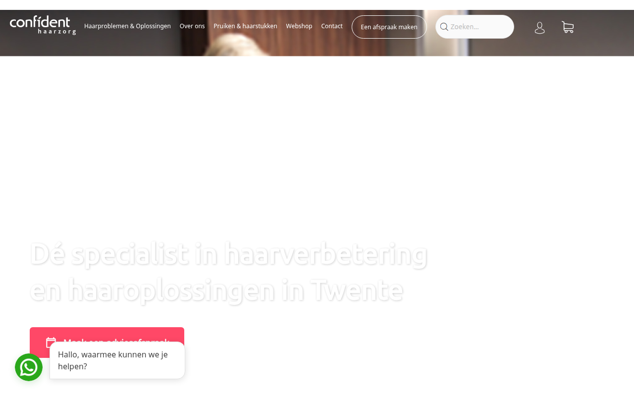 Screenshot van confidenthaarzorg.nl