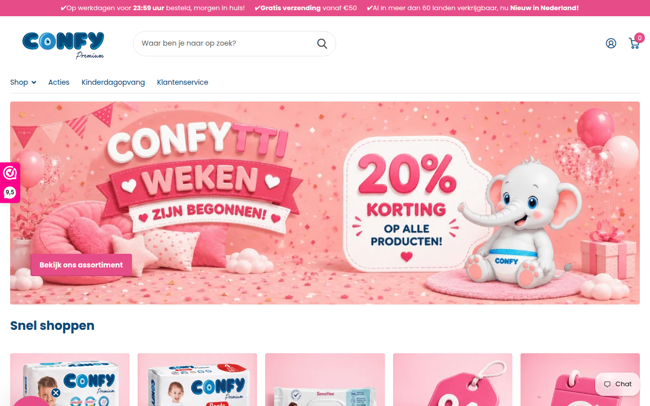 Screenshot van confynederland.nl