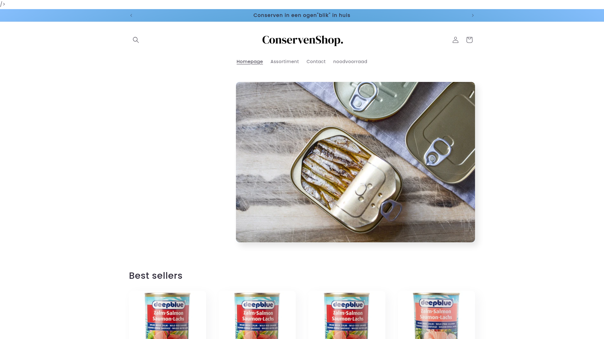 Screenshot van conservenshop.nl