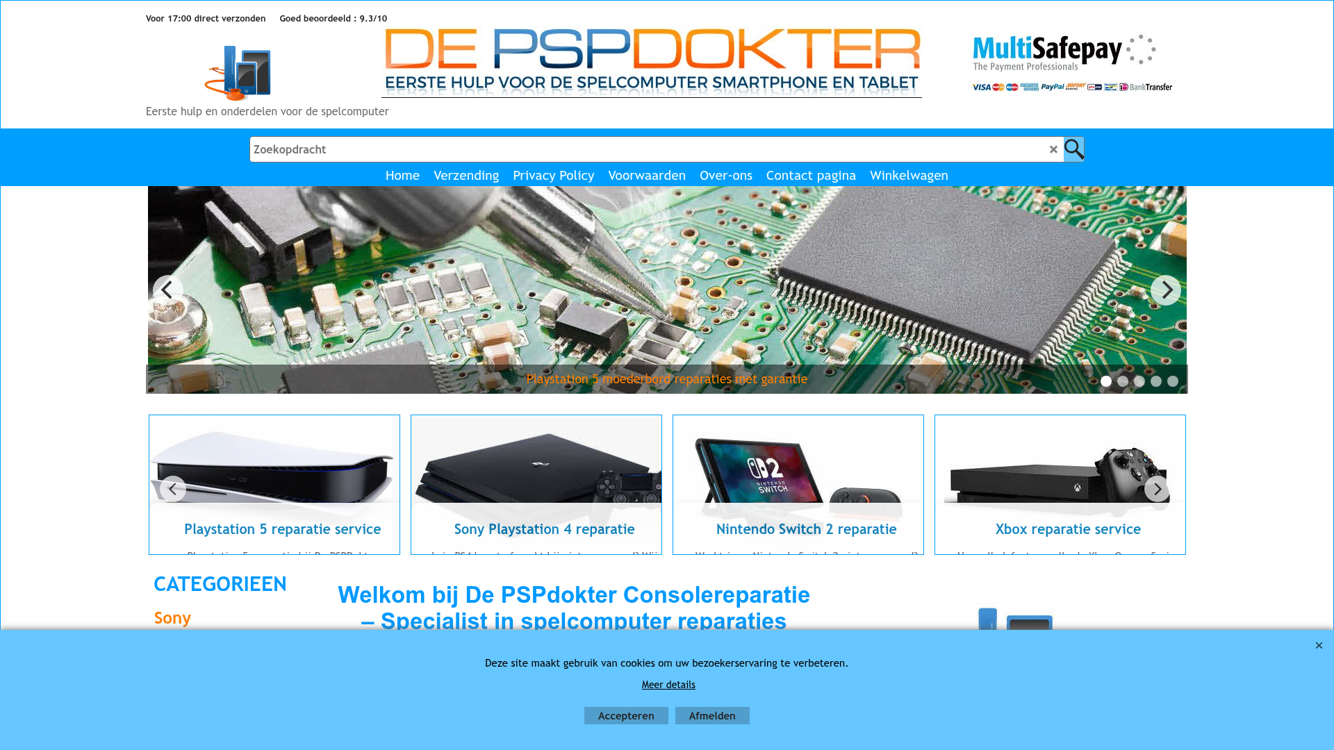 Screenshot van consolereparatie.eu