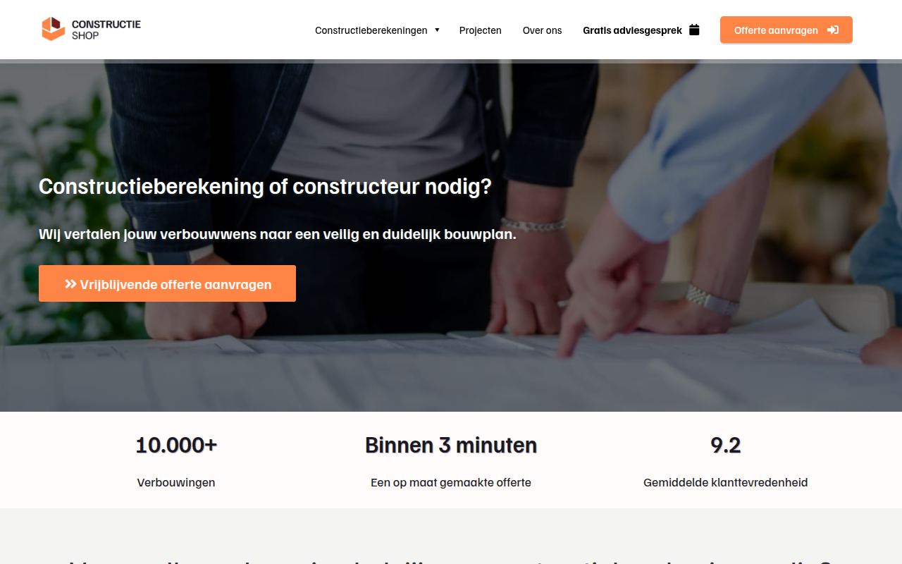 Screenshot van constructieshop.nl