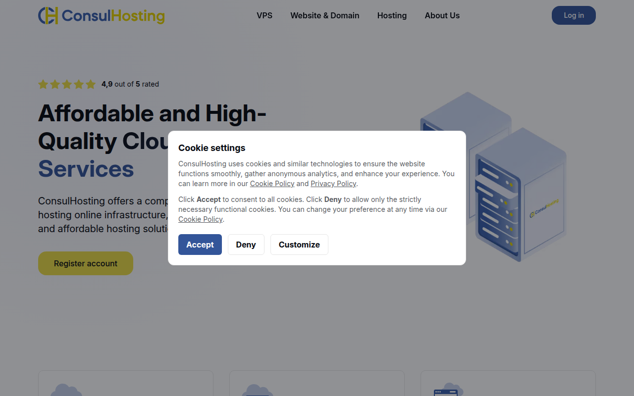 Screenshot van consulhosting.com