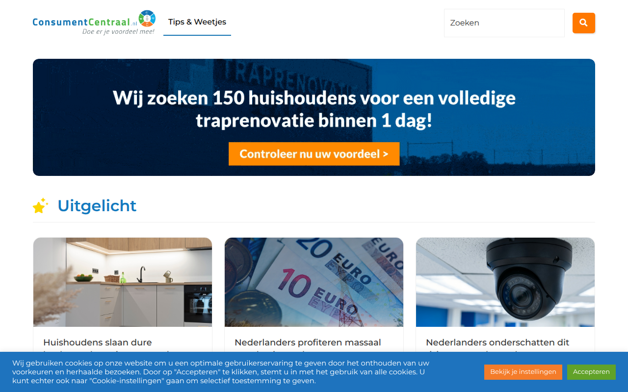 Screenshot van consumentcentraal.nl