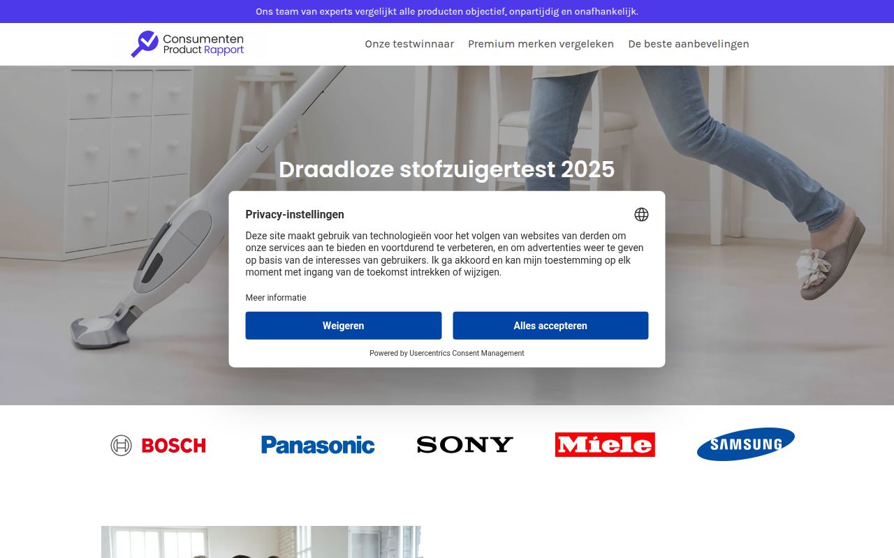 Screenshot van Consumentenproductrapport