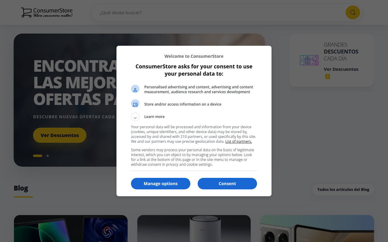 Screenshot van consumerstore.com