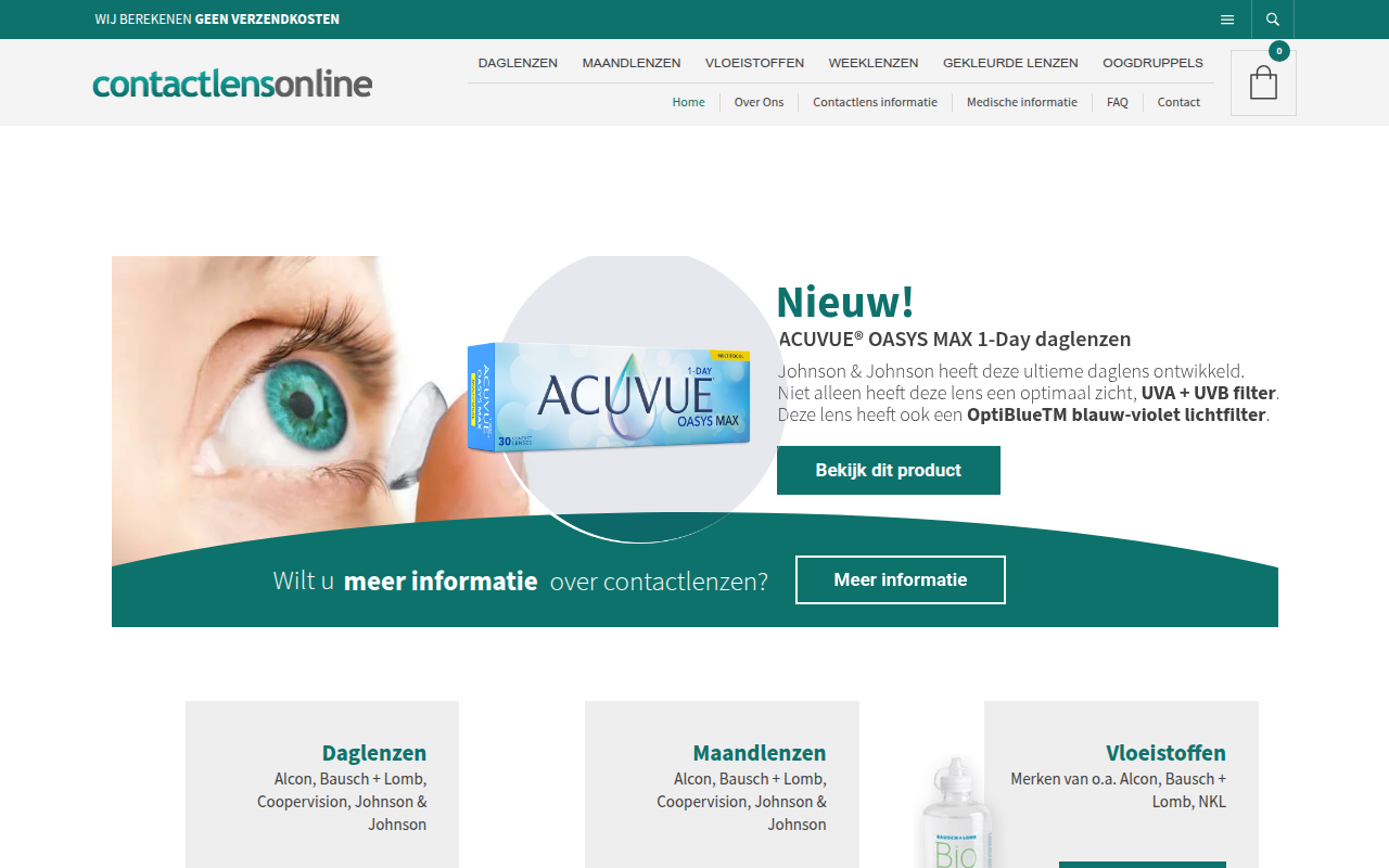 Screenshot van contactlensonline.nl