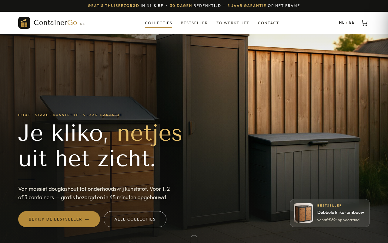 Screenshot van containergo.nl