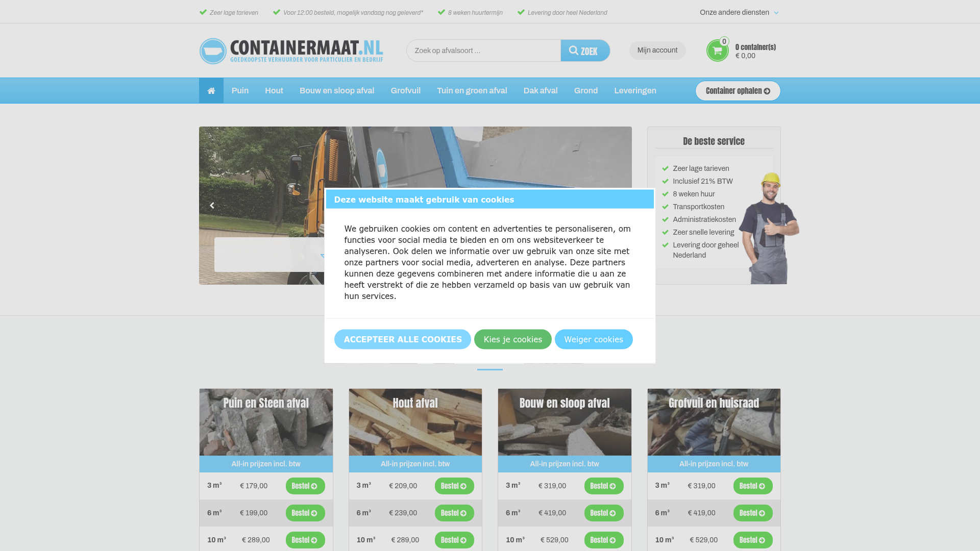 Screenshot van containermaat.nl