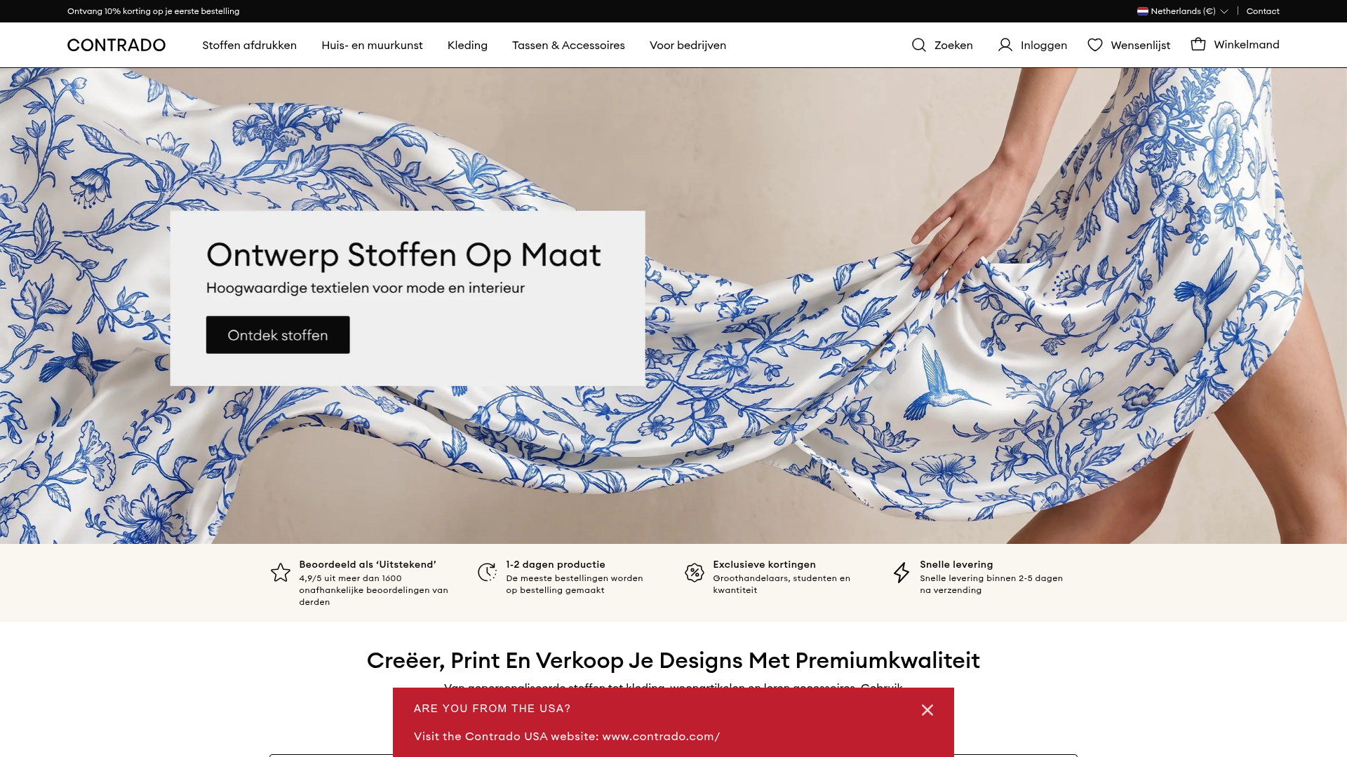 Screenshot van contrado.nl