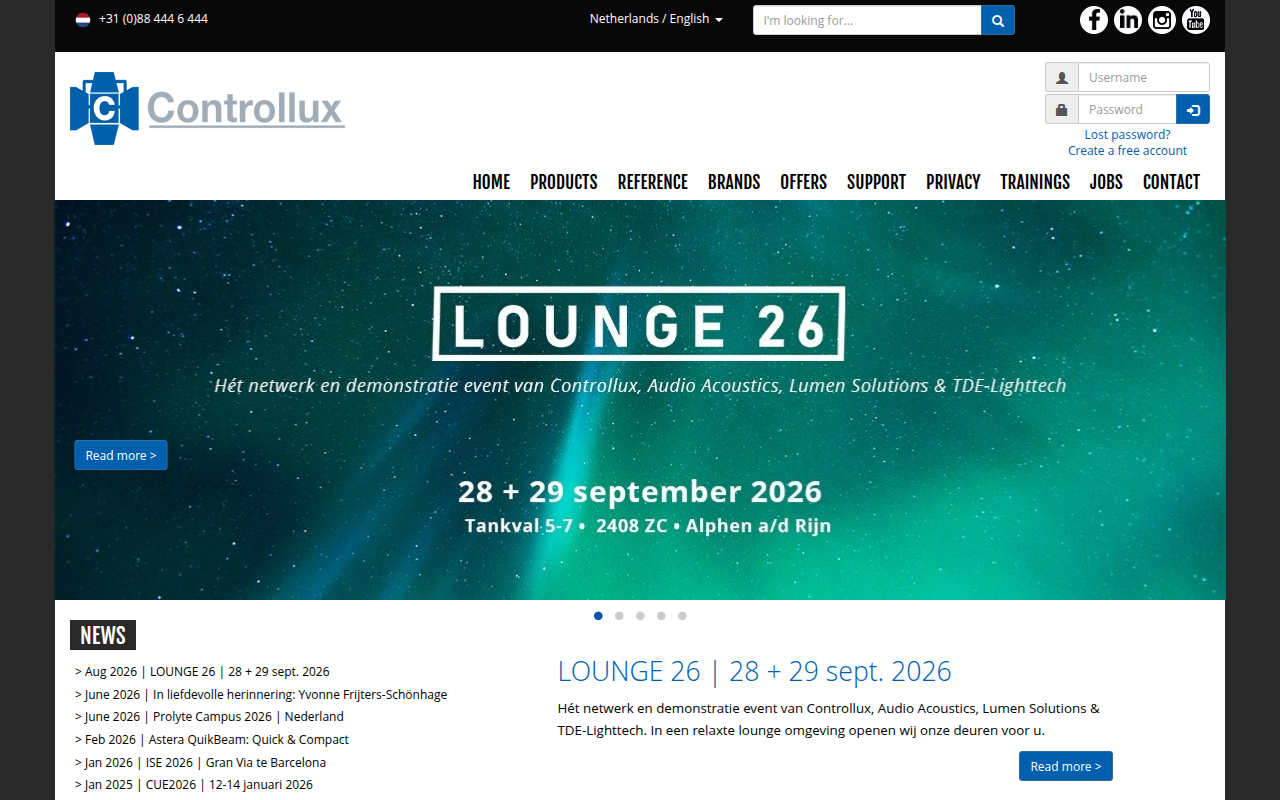 Screenshot van controllux.com