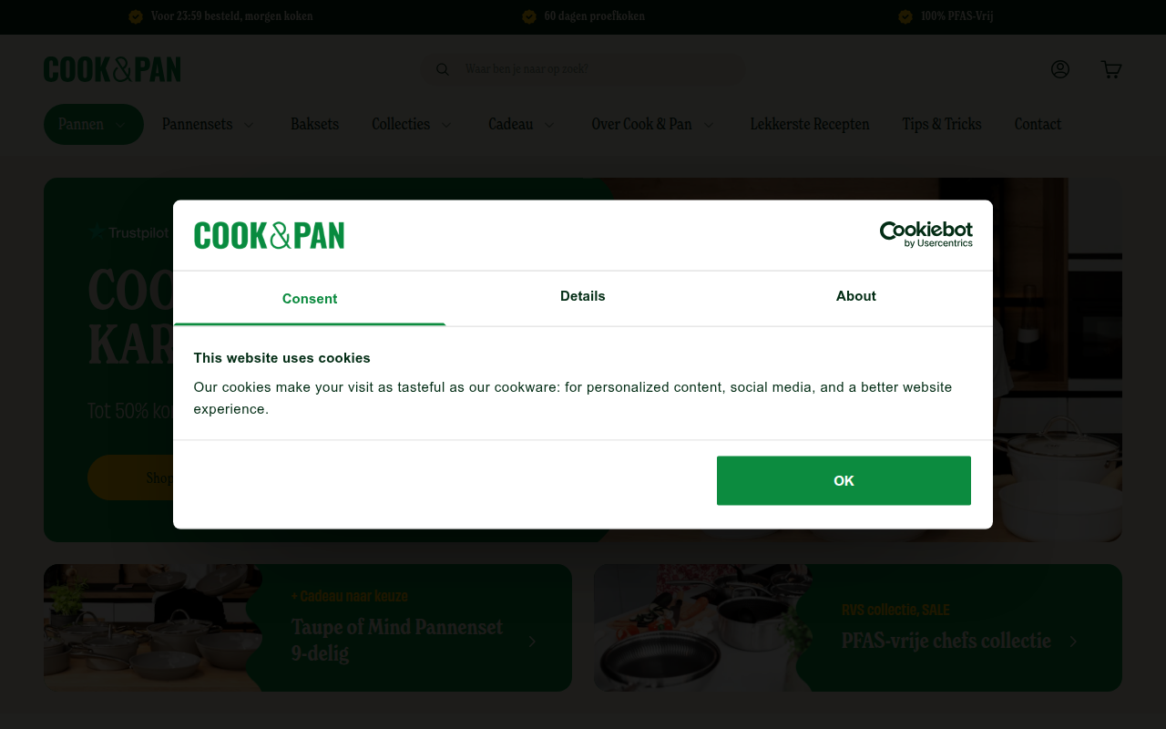 Screenshot van cookandpan.com