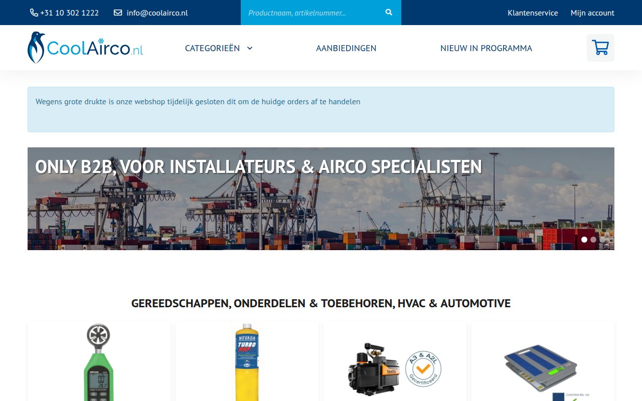 Screenshot van coolairco.nl