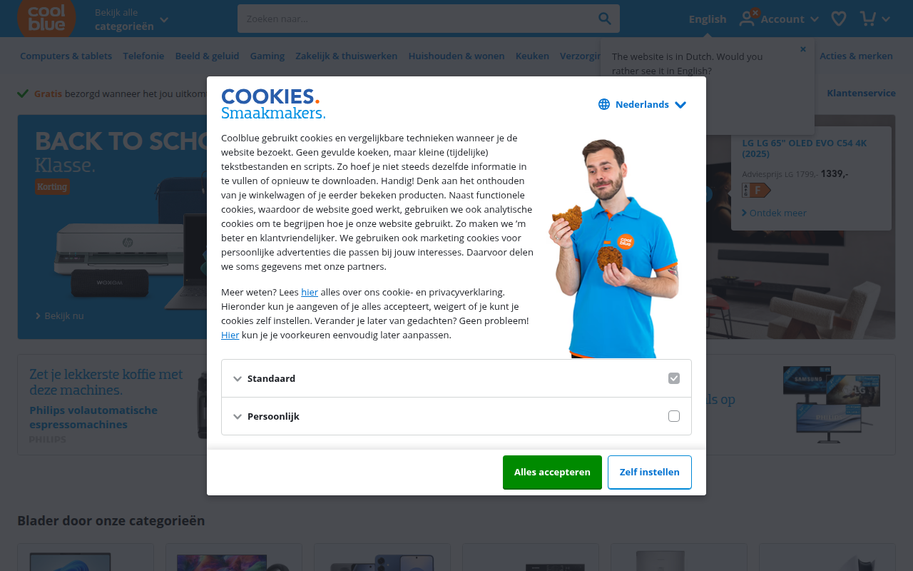 Screenshot van coolblue.nl
