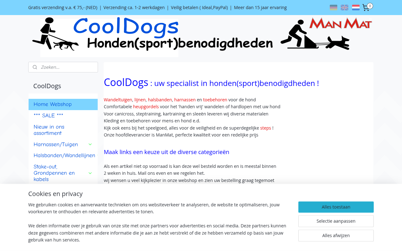 Screenshot van cooldogs.nl