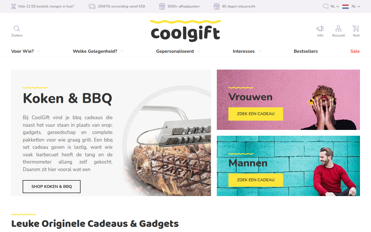 Screenshot van coolgift.com