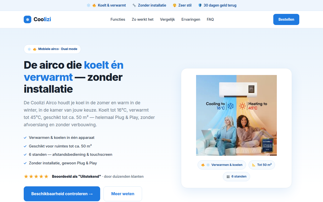 Screenshot van coolizi.nl