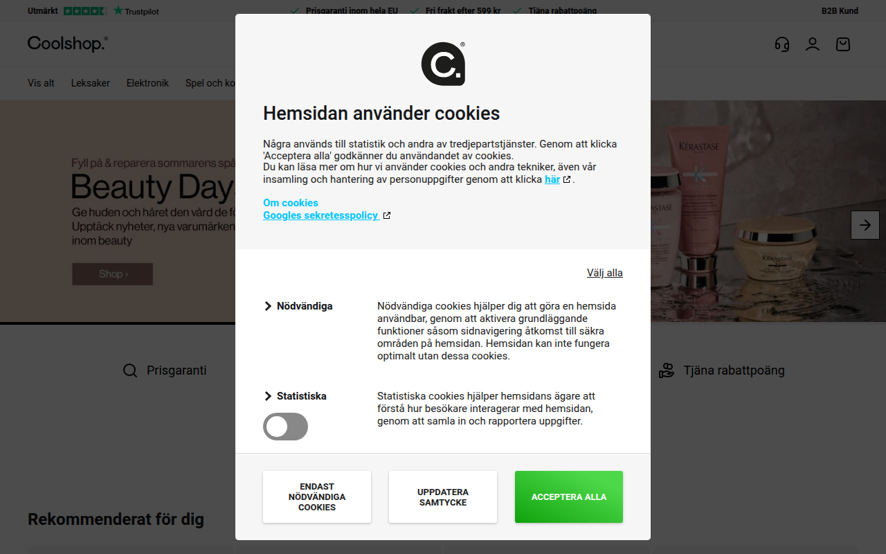 Screenshot van coolshop.se