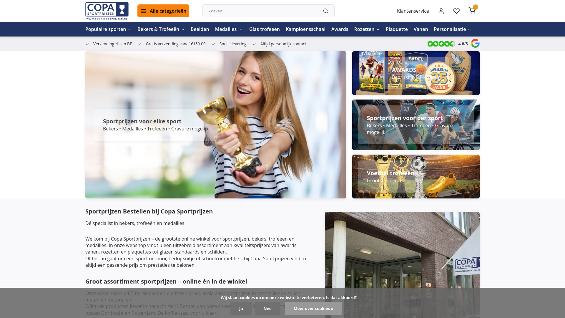 Screenshot van copasportprijzen.nl