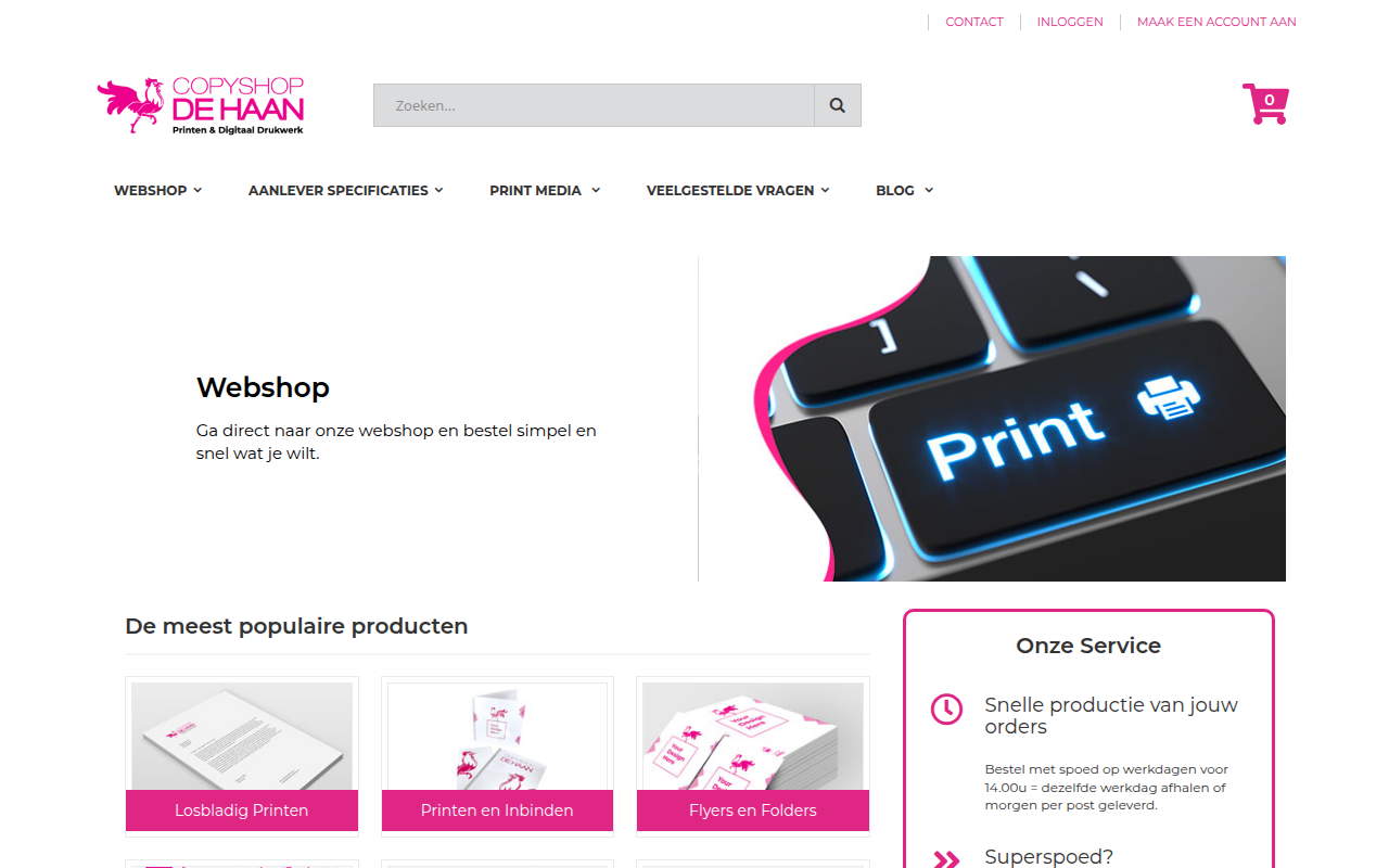 Screenshot van copyshopdehaan.nl