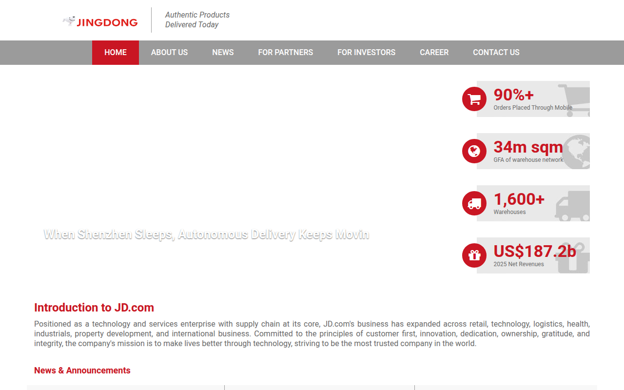Screenshot van corporate.jd.com