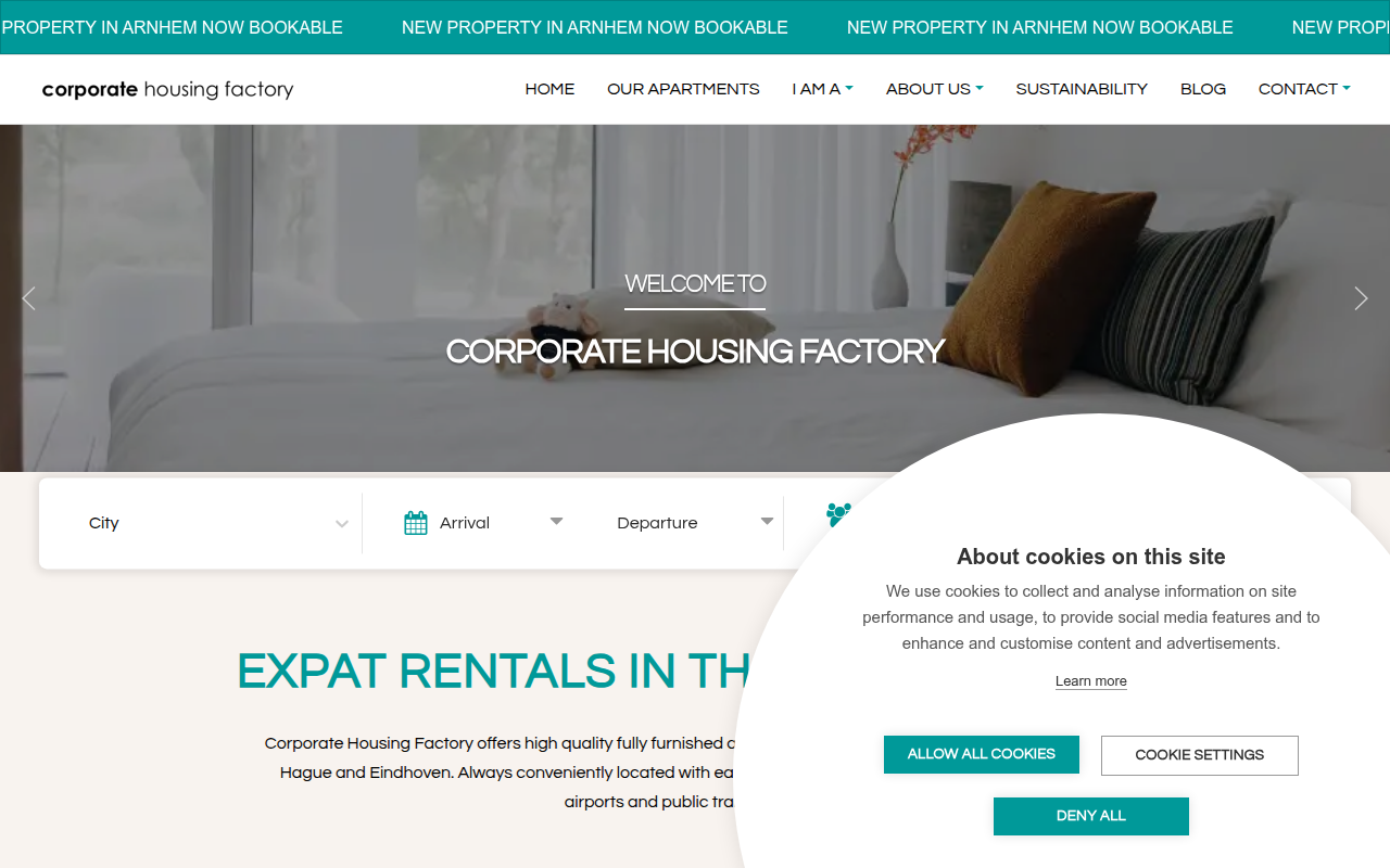 Screenshot van corporatehousingfactory.com