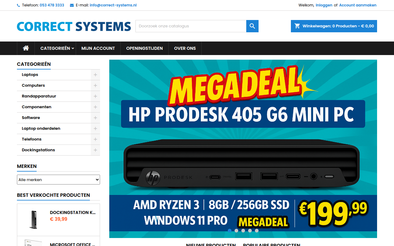 Screenshot van correct-systems.nl