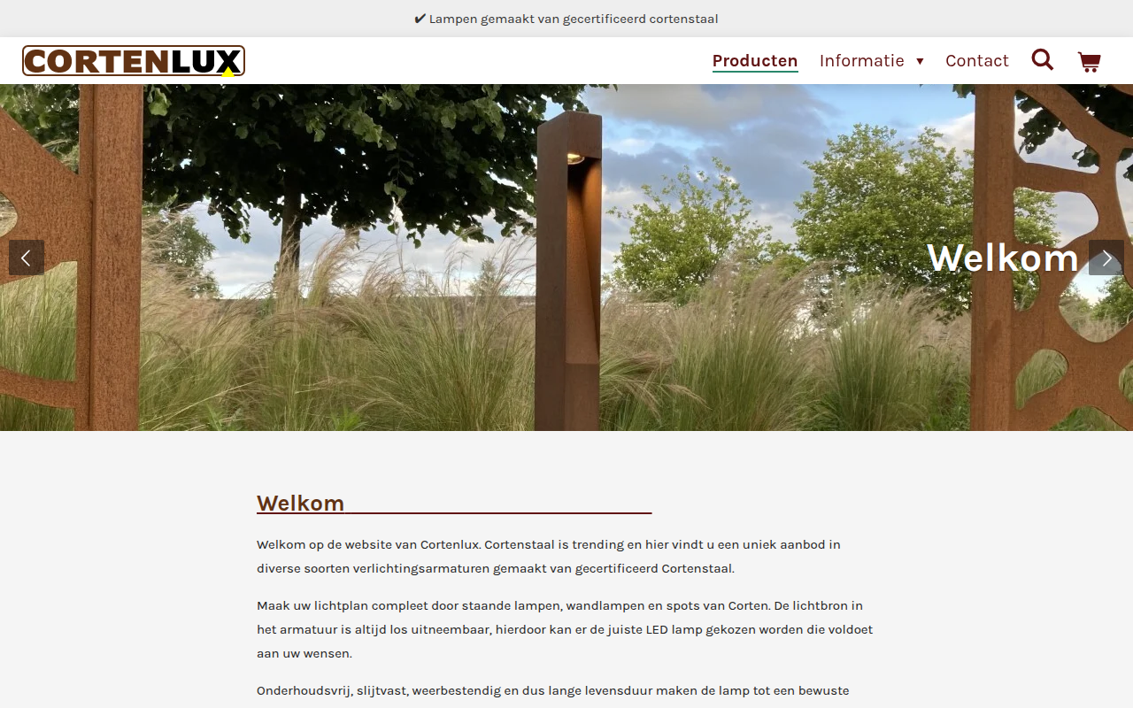 Screenshot van cortenlux.nl