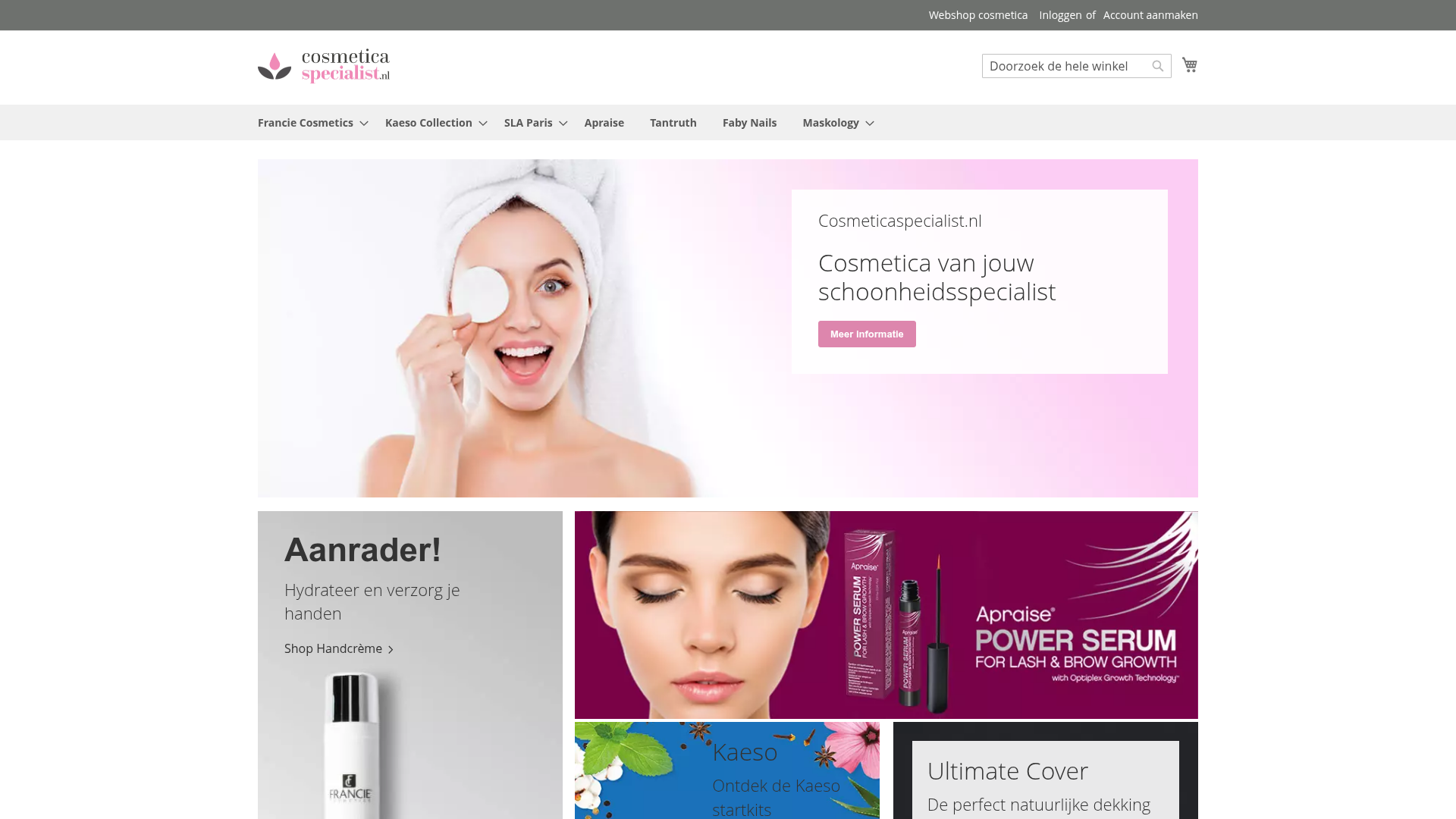 Screenshot van cosmeticaspecialist.nl