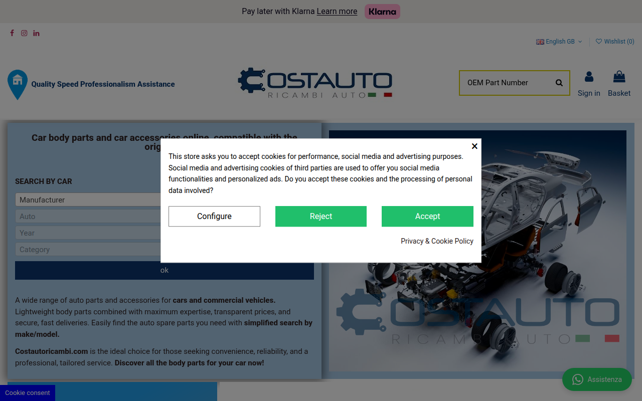 Screenshot van costautoricambi.com