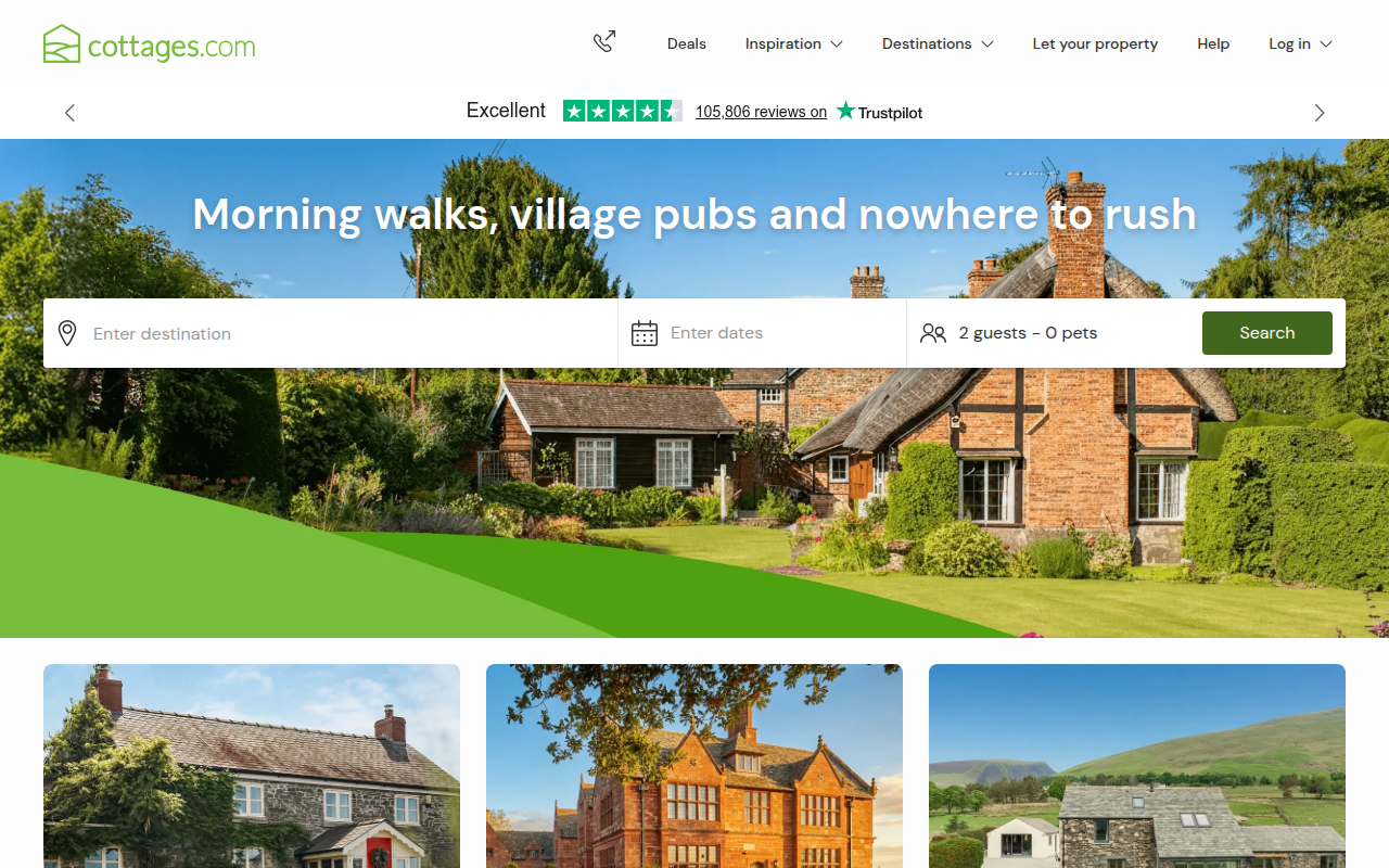 Screenshot van cottages.com