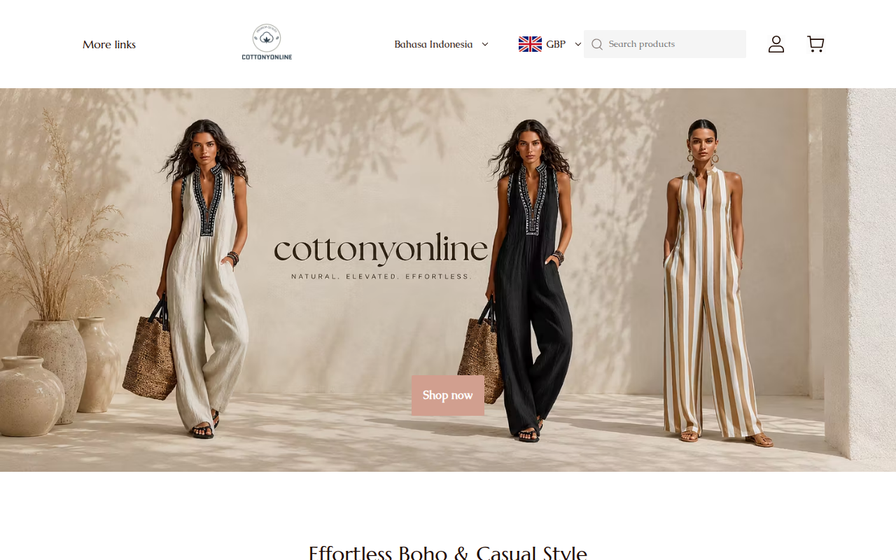 Screenshot van cottonyonline.com