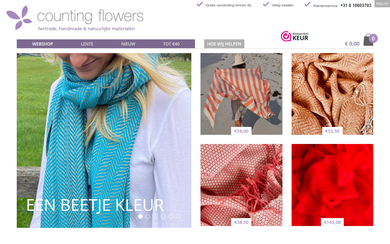 Screenshot van countingflowers.nl
