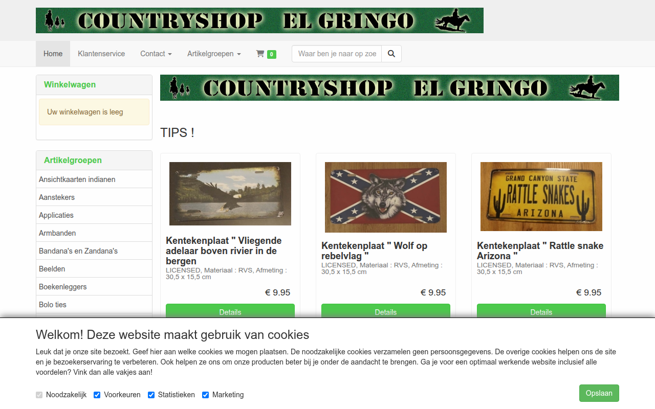 Screenshot van countryshop-el-gringo.nl
