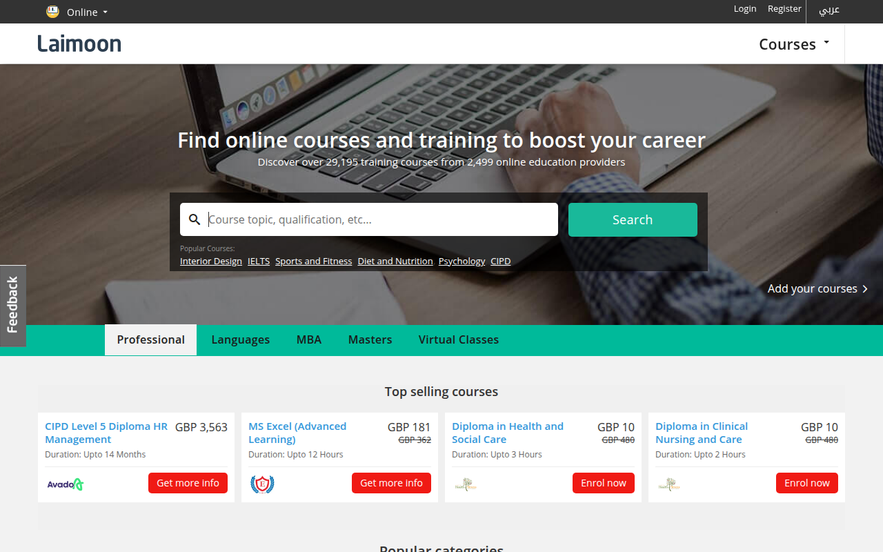 Screenshot van courses.laimoon.com