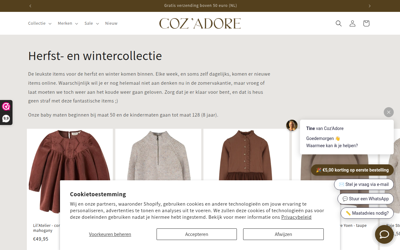 Screenshot van coz-adore.nl
