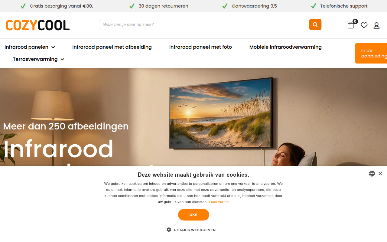 Screenshot van cozycool.nl
