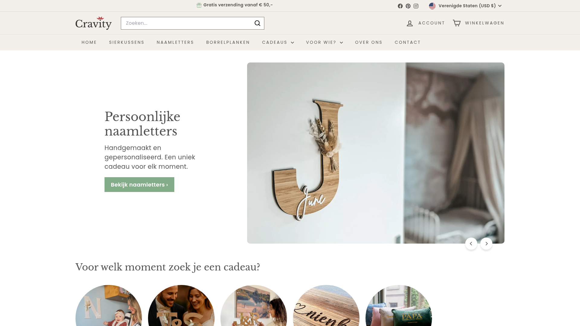 Screenshot van cravity.nl
