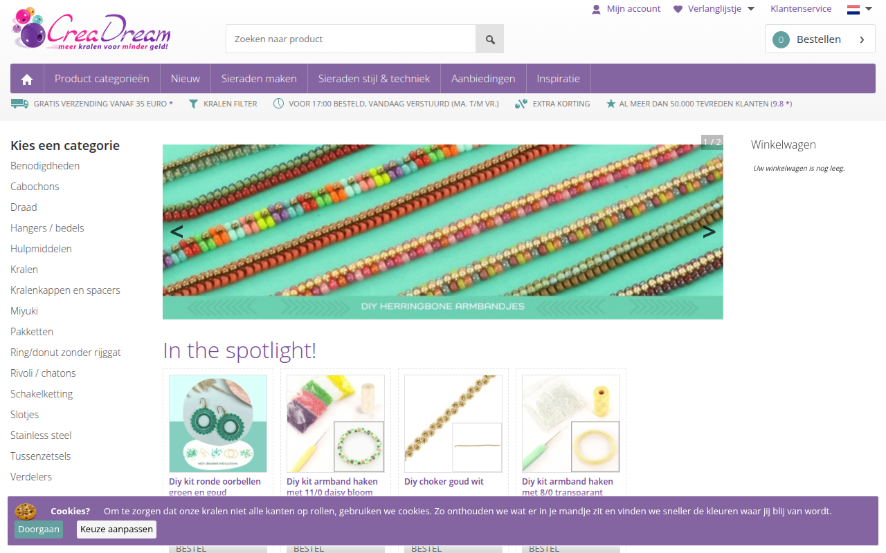 Screenshot van creadream.nl
