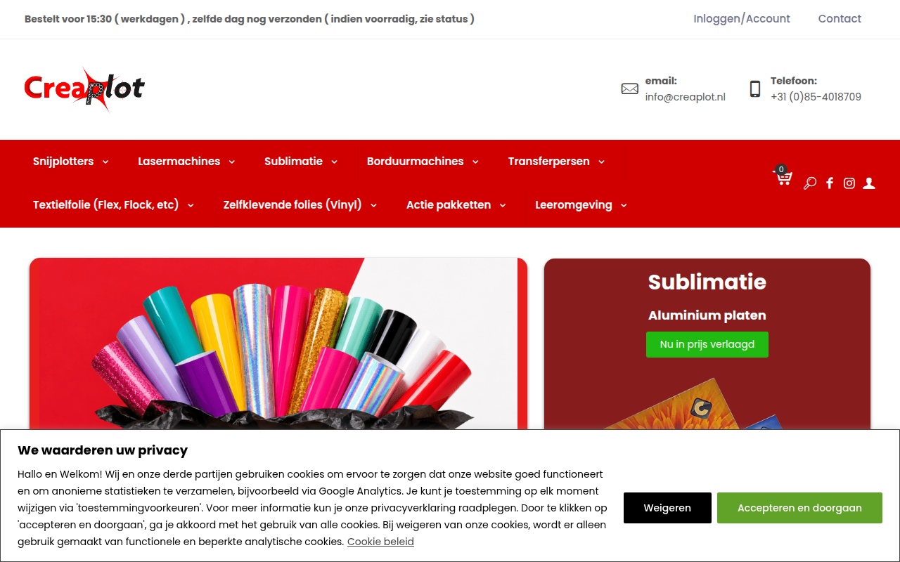 Screenshot van creaplot.nl