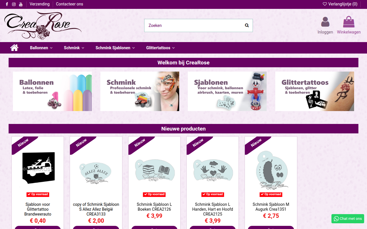 Screenshot van crearose.nl